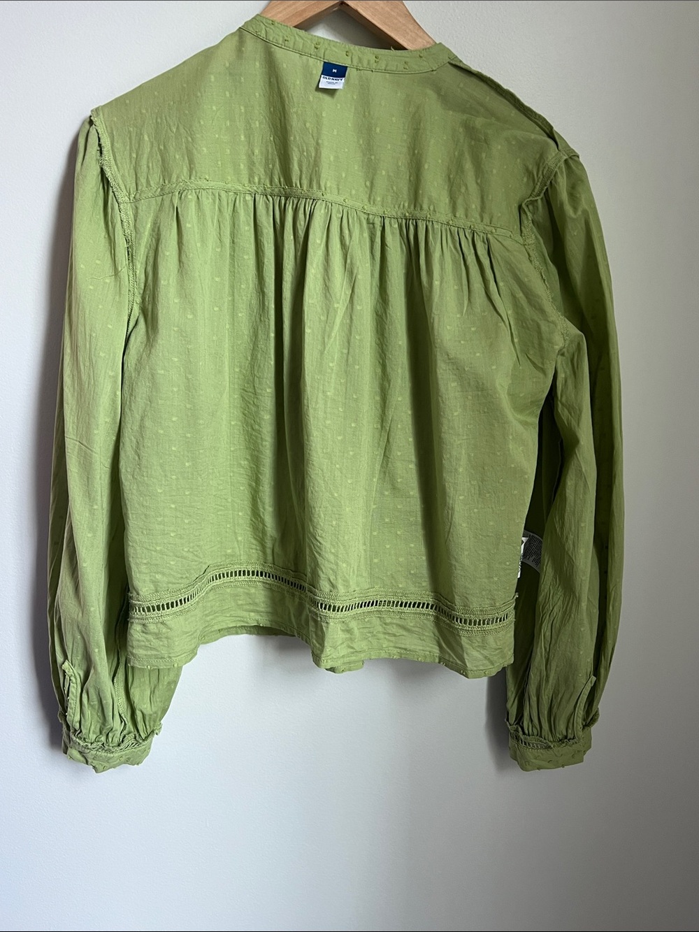Old Navy | Long Sleeve Dandelion Leaf Blouse Embroidered Dots #583997-B Size M - Picture 12 of 16